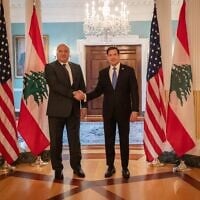 Le secrétaire d’État américain Marco Rubio (à droite) et le président libanais Joseph Aoun, au département d’État à Washington, le 19 juillet 2026. (Crédit : Marco Rubio/X)