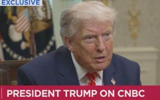 Le président américain Donald Trump, lors d'une interview accordée à CNBC le 2 juillet 2026. (Crédit : Capture d'écran/CNBC)