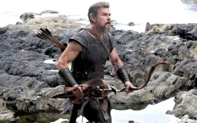 Matt Damon dans le rôle d'Ulysse, dans l'adaptation cinématographique de Christopher Nolan de « L'Odyssée » d'Homère. (Melinda Sue Gordon/Universal Pictures via la JTA)