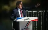 Jean-Luc Mélenchon, fondateur du parti de gauche La France insoumise (LFI) et candidat à l’élection présidentielle, prononçant un discours près de Valence, dans le sud-est de la France, le 23 août 2026. (Crédit : OLIVIER CHASSIGNOLE/AFP)
