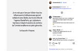 La publication Instagram de Rima Hassan qui a provoqué le cyberharcèlement de Gisèle Journo, fondatrice et directrice de l’agence d’influenceurs Gisèle Paris. (Crédit : Capture d’écran Instagram)
