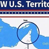 Une carte publiée par le président américain Donald Trump, présentant le détroit d'Ormuz comme un « nouveau territoire américain », le 18 août 2026. (Crédit : Truth Social)
