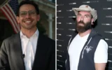 James Fishback (à gauche) et Dan Bilzerian. (Crédit : YouTube/Randy Shropshire/Getty Images North America/Getty Images/AFP)