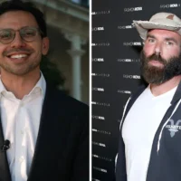 James Fishback (à gauche) et Dan Bilzerian. (Crédit : YouTube/Randy Shropshire/Getty Images North America/Getty Images/AFP)