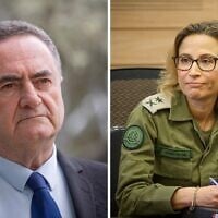 Montage photos (de gauche à droite) : Le ministre de la Défense Israël Katz, le 20 avril 2026 ;) l’ancienne procureure générale de l’armée israélienne Yifat Tomer-Yerushalmi, le 11 août 2024. (Crédits : Chaïm Goldberg/Flash90 ; Noam Moskowitz/Bureau du porte-parole de la Knesset)