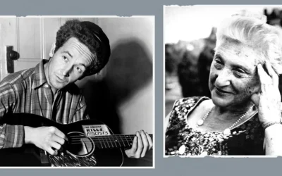 Woody Guthrie (à gauche) et la poétesse yiddish Aliza Greenblatt. Après le mariage de Guthrie avec la fille de Greenblatt, Marjorie Mazia, tous deux ont développé une forte relation qui est au coeur de ce nouveau documentaire
« Dust Bowls and Jewish Souls ». (Woody Guthrie Publications via la JTA) Woody Guthrie (à gauche) et la poétesse yiddish Aliza Greenblatt. Après le mariage de Guthrie avec la fille de Greenblatt, Marjorie Mazia, tous deux ont développé une forte relation qui est au coeur de ce nouveau documentaire
« Dust Bowls and Jewish Souls ». (Woody Guthrie Publications via la JTA)