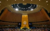 Le secrétaire général des Nations unies, António Guterres, s'exprimant lors de la 81ᵉ session de l'Assemblée générale des Nations unies au siège de l'organisation, le 22 septembre 2026. (Crédit : Seth Wenig/AP)
