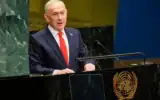 Le Premier ministre israélien Benjamin Netanyahu s’exprimant lors de la 81ᵉ session de l’Assemblée générale des Nations unies, au siège de l’ONU, le 24 septembre 2026. (Crédit : AP/Yuki Iwamura)