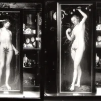 Photographies en noir et blanc du diptyque « Adam et Ève » peint par Lucas Cranach l’Ancien. (Crédit : Archives Goudstikker/von Saher)