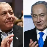 Montage photo (de gauche à droite) : Gadi Eisenkot, chef du parti Yashar et ancien chef d’état-major de l’armée israélienne, lors d’un meeting électoral à Nordiya, en Israël, le 31 août 2026 ; le Premier ministre Benjamin Netanyahu et des membres du Likud lors d’un meeting électoral à Tel Aviv, le 17 septembre 2026. (Crédits : Gili Yaari/Flash90 ; Flash90)