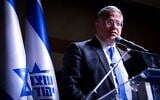 Itamar Ben Gvir, président du parti Otzma Yehudit et ministre de la Sécurité intérieure, participe à un rassemblement de ses partisans à l'approche des prochaines élections législatives, à Netanya, le 1er septembre 2026. (Crédit : Erik Marmor/Flash90)