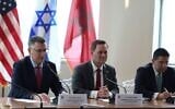 Rencontre entre Gideon Saar (Israël), Michael Waltz (États-Unis) et Nasser Bourita (Maroc), à New York, le 16 septembre 2026. (Crédit : @gidonsaar via X/Ministère des Affaires étrangères israélien)