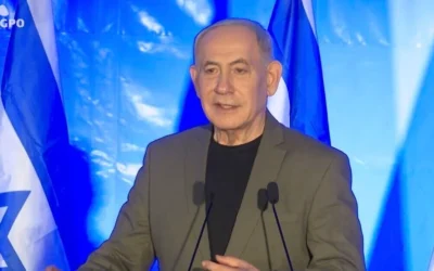 Le Premier ministre Benjamin Netanyahu lors de la cérémonie de pose de la première pierre d’un mémorial dédié aux soldats chrétiens arabophones de l'armée israélienne tombés au combat, le 16 septembre 2026. (Crédit : Capture d’écran/GPO) Le Premier ministre Benjamin Netanyahu lors de la cérémonie de pose de la première pierre d’un mémorial dédié aux soldats chrétiens arabophones de l'armée israélienne tombés au combat, le 16 septembre 2026. (Crédit : Capture d’écran/GPO)
