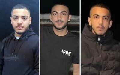 Montage photos (de gauche à droite) : Yahya Bassimi (20 ans) et les frères Qassem Odeh (20 ans) et Zain Odeh (16 ans), retrouvés morts à l'intérieur d'un véhicule calciné aux abords de la ville arabe de Baqa al-Gharbiya, dans ce qui semble être un meurtre, le 13 septembre 2026. (Crédits : Réseaux sociaux)