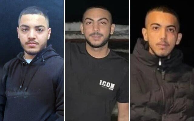 Montage photos (de gauche à droite) : Yahya Bassimi (20 ans) et les frères Qassem Odeh (20 ans) et Zain Odeh (16 ans), retrouvés morts à l'intérieur d'un véhicule calciné aux abords de la ville arabe de Baqa al-Gharbiya, dans ce qui semble être un meurtre, le 13 septembre 2026. (Crédits : Réseaux sociaux)