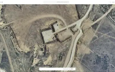 Des images aériennes de 2025 publiées par govmap.gov.il montrant une base militaire israélienne dans les zones non floutées du nord de la bande de Gaza. (Crédit : govmap.gov.il)