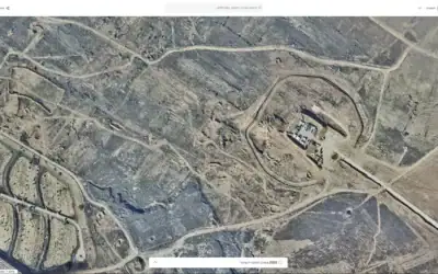 Des images aériennes datant de 2025 publiées par govmap.gov.il montrant une base militaire israélienne dans les zones non floutées de la bande de Gaza nord. (Crédit : govmap.gov.il)