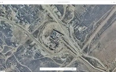 Des images aériennes de 2025 publiées par govmap.gov.il montrant une base militaire israélienne dans les zones non floutées du nord de la bande de Gaza. (Crédit : govmap.gov.il)