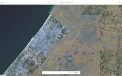 Des images aériennes de 2025 publiées par govmap.gov.il montrant des zones non floutées dans le nord de la bande de Gaza. (Crédit : govmap.gov.il)