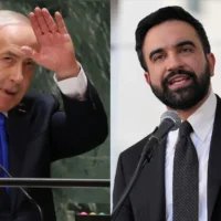 Montage photo (de gauche à droite) : Le Premier ministre Benjamin Netanyahu après son discours devant la 79ᵉ session de l’Assemblée générale de l’ONU, le 27 septembre 2024 ; le maire de New York Zohran Mamdani lors d’un rassemblement syndical sur Park Avenue, à New York, le 15 avril 2026. (Crédits : Richard Drew/AP Photo ; Seth Wenig/AP Photo)