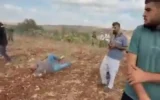 Un homme gît au sol après avoir été touché à la jambe par un tir d’un soldat de l’armée israélienne à la périphérie du village palestinien de Faqoua, près de Jénine, le 12 septembre 2026 (Capture d’écran)