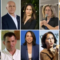 Les 10 premiers candidats de la liste du parti centriste Yashar. De haut en bas et de gauche à droite : Gadi Eisenkot, Yoram Cohen, Orit Farkash-Hacohen, Adi Altschuler, Matan Kahana. Deuxième rangée : Chili Tropper, Shaul Meridor, Tair Ifergan, Oshrat Gani Gonen, Shira Shapira. (Yahav Trodler/Yashar, Gracieuseté/Yashar, Yonatan Sindel/Flash90, Bernard Dichek, Yitzhak Kelman, Flash90, Capture d'écran de la chaine n12, Capture d'écran/X)