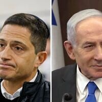 Montage photos (de gauche à droite ) : Rubik Danilovich, maire de Beer Sheva ; Benjamin Netanyahu, Premier ministre. (Crédits : Olivier Fitoussi/Flash90, Omer Meran/Bureau de la presse gouvernementale)