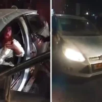 Un résident d'implantation armé, réserviste hors service, interpellé par la police de l'Autorité palestinienne près du village de Beitunia, en Cisjordanie, le 23 août. (Crédit : Réseaux sociaux ; utilisées conformément à l'article 27a de la loi sur le droit d'auteur)