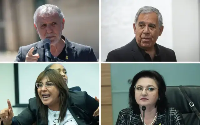 Dans le sens des aiguilles d’une montre, à partir du haut à gauche : les députés de Yesh Atid Meir Cohen, Mickey Levy, Debbie Biton et Tatiana Mazarsky, qui ont annoncé qu’ils ne se présenteraient pas aux élections de 2026. (Crédits : Chaim Goldberg/Flash90 ; Yonatan Sindel/Flash90) Dans le sens des aiguilles d’une montre, à partir du haut à gauche : les députés de Yesh Atid Meir Cohen, Mickey Levy, Debbie Biton et Tatiana Mazarsky, qui ont annoncé qu’ils ne se présenteraient pas aux élections de 2026. (Crédits : Chaim Goldberg/Flash90 ; Yonatan Sindel/Flash90)
