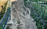Vue aérienne du bas aqueduc de Jérusalem découvert non loin de Ramat Rachel. (Emil Aladjem/Autorité israélienne des antiquités)