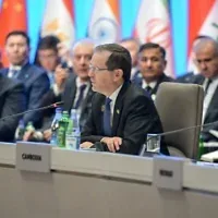 Le président Isaac Herzog prenant la parole lors du sommet de la Conférence sur l'interaction et les mesures de confiance en Asie, en Azerbaïdjan, le 15 octobre 2026. (Crédit : Maayan Toaf/Bureau de la presse gouvernementale)