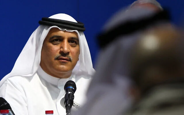 Ghaith al-Ghaith, PDG de Flydubai, prend la parole lors d'une conférence de presse à Dubaï le 19 mars 2016. (MARWAN NAAMANI/AFP)
