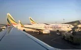 Des avions d'Ethiopian Airlines  stationnés à l'aéroport international de Bole, à Addis-Abeba, en Éthiopie, le 11 février 2019. (Crédit : Ben Curtis/AP)