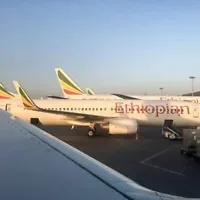 Des avions d'Ethiopian Airlines  stationnés à l'aéroport international de Bole, à Addis-Abeba, en Éthiopie, le 11 février 2019. (Crédit : Ben Curtis/AP)