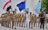 Des soldats égyptiens participent à un défilé militaire marquant le 66e anniversaire de l'indépendance de Chypre vis-à-vis de la domination coloniale britannique, à Nicosie, Chypre, le 1er octobre 2026. (Crédit: AP/Petros Karadjias)