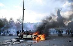 Place de la République, à Paris, le 17 octobre 2026. (Crédit : Emma Da Silva / AP)