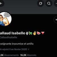Le profil X.com d’Isabelle Richard Callaud, depuis supprimé. (Crédit : @CallaudIsabelle/X.com)