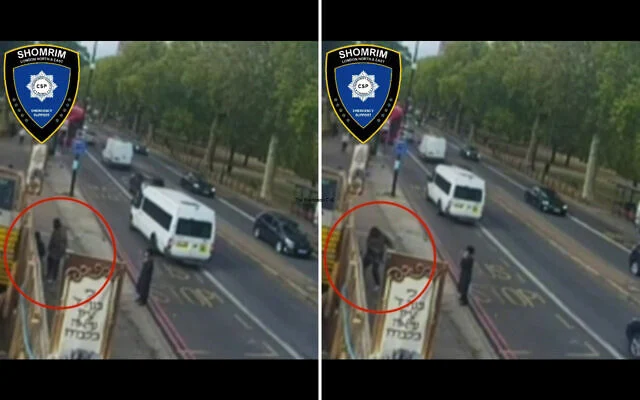 Vidéo publiée sur les réseaux sociaux par l'organisation juive de sécurité bénévole Shomrim, montrant une agression contre des femmes juives, à Stamford Hill, au nord de Londres, le 20 octobre 2026. (Crédit : Captures d'écran/Shomrim via X)