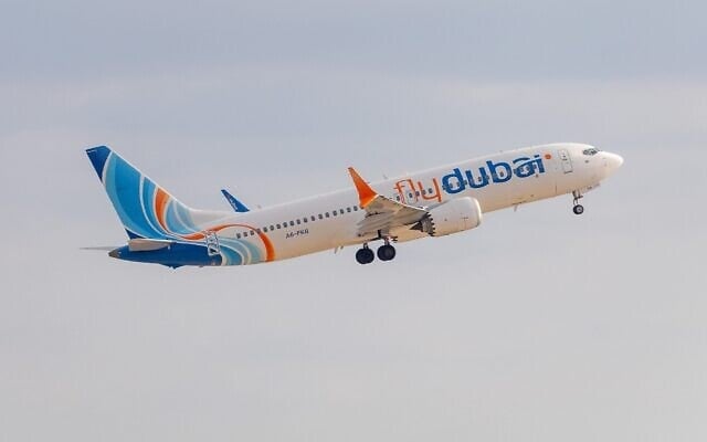 Un avion de la compagnie flydubai décolle de l'aéroport Ben Gurion le 30 septembre 2026. (Crédit : Yossi Aloni/Flash90) Un avion de la compagnie flydubai décolle de l'aéroport Ben Gurion le 30 septembre 2026. (Crédit : Yossi Aloni/Flash90)