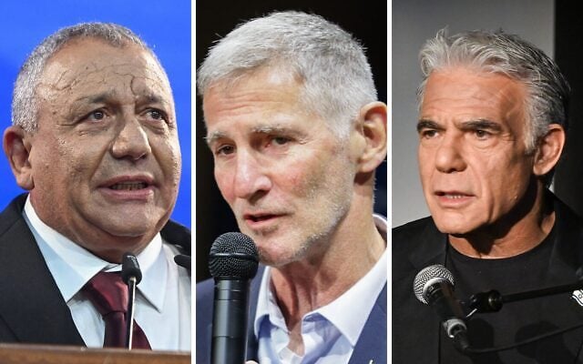De gauche à droite : Gadi Eisenkot, Yair Golan, Yair Lapid. (Avshalom Sassoni/Flash90, Tal Gal/Flash90)