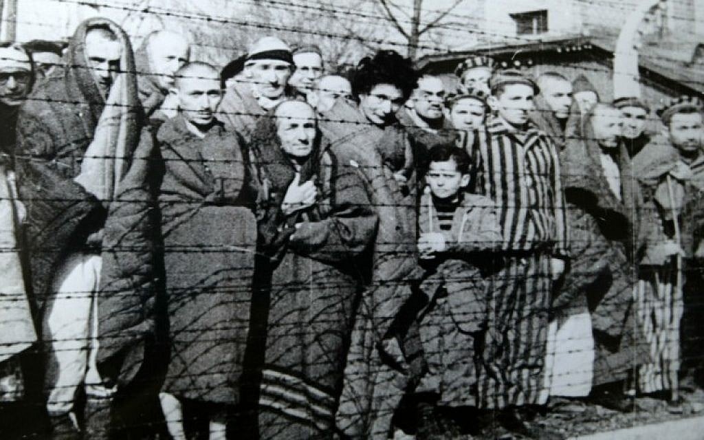 Illustrative: Prisoners at Auschwitz-Birkenau during liberation, in January 1945 (photo credit: Wikimedia Commons) Illustrative: Prisoners at Auschwitz-Birkenau during liberation, in January 1945 (photo credit: Wikimedia Commons)