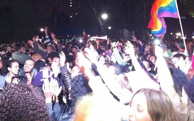 Hundreds rally against racism in Tel Aviv's Gan Meir park (photo credit: Michal Shmulovich)