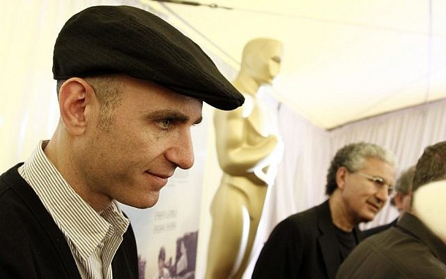 "Footnote" director Joseph Cedar stands in front of a giant Oscar (photo credit: AP Photo/Matt Sayles)