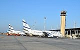 Illustrative photo of El Al planes at Ben-Gurion Airport (Shay Levi/Flash90)