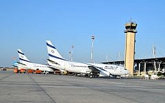 Illustrative photo of El Al planes at Ben-Gurion Airport (Shay Levi/Flash90)