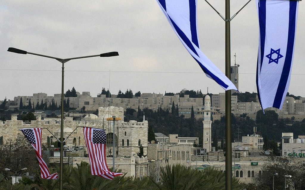 American and Israeli flags fly in the streets of Jerusalem. (Photo credit: Olivier Fitoussi /Flash90) American and Israeli flags fly in the streets of Jerusalem. (Photo credit: Olivier Fitoussi /Flash90)