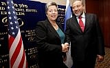 US Homeland Security Secretary Janet Napolitano with Foreign Minister Avigdor Lieberman in Jerusalem, January 2011 (photo credit: Miriam Alster/Flash 90)