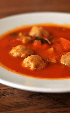 Kubbeh Soup at Ima Restaurant, Mahane Yehuda, Jerusalem (photo credit: Sophie Gordon/Flash90)