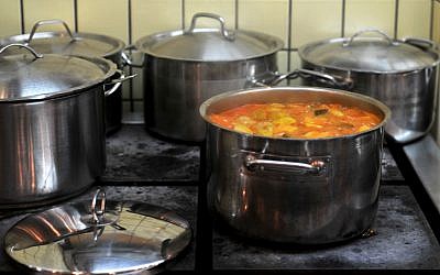 Pots of Kubbeh Soup in Mahane Yehuda (photo credit: Sophie Gordon/Flash90)