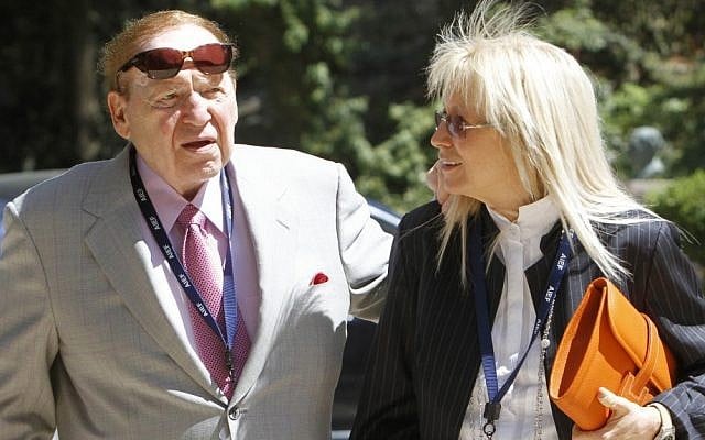 Businessman Sheldon Adelson, left, and his wife, Miriam, on a trip to Israel (photo credit: Miriam Alster/Flash90/File) Businessman Sheldon Adelson, left, and his wife, Miriam, on a trip to Israel (photo credit: Miriam Alster/Flash90/File)